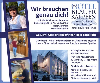 Stellenausschreibung Hotel Blauer Karpfen