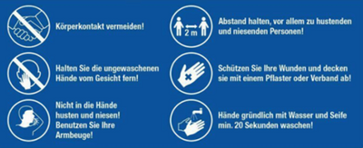 Die wichtigsten Hygieneregeln in Bezug auf Covid 19: Quelle: Werbepunkt.de