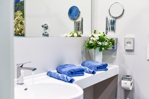 Saubere moderne Badezimmer Hotel blauer Karpfen